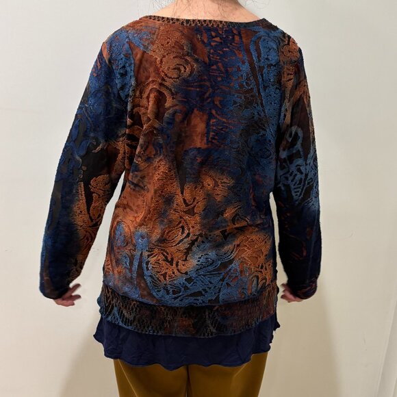 ๐ Sale! ๐ Kamana burnout tie-dye multi-layered V-neck sweater, L - Picture 6 of 8